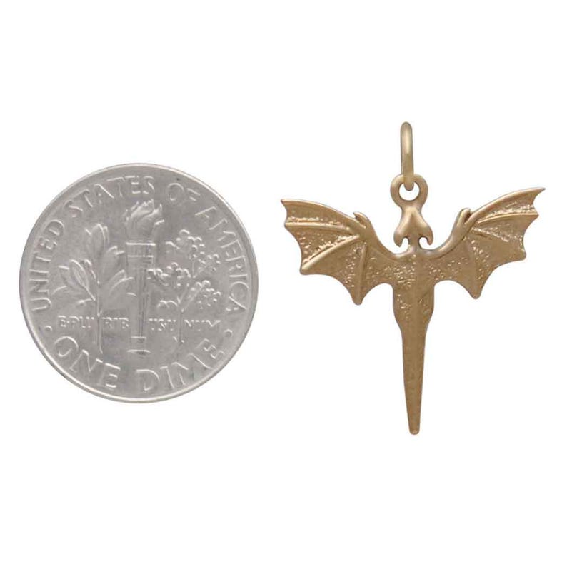 Small detailed flying Dragon Charm sterling silver spirit animal dragon in flight fantasy legend image 2
