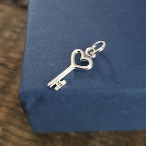 teeny tiny sterling silver heart key charm, key dangle