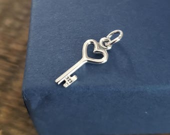 teeny tiny sterling silver heart key charm key dangle