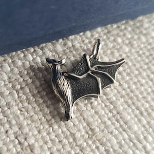 Sterling Silver Realistic flying Bat Charm. gothic, scary, spooky pendant, animal