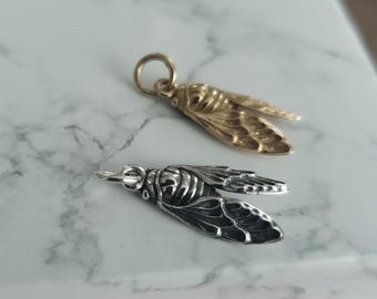 sterling silver small cicada charm, magical creature, bug pendant