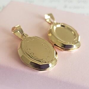 Gold filled oval Locket Pendant picture photo family jewelry charm art deco locket frame charm keepsake gift image 6