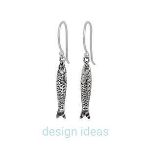 Sterling silver small sardine charm fish italian pendant foodie chef gift food lover quirky pendant image 7