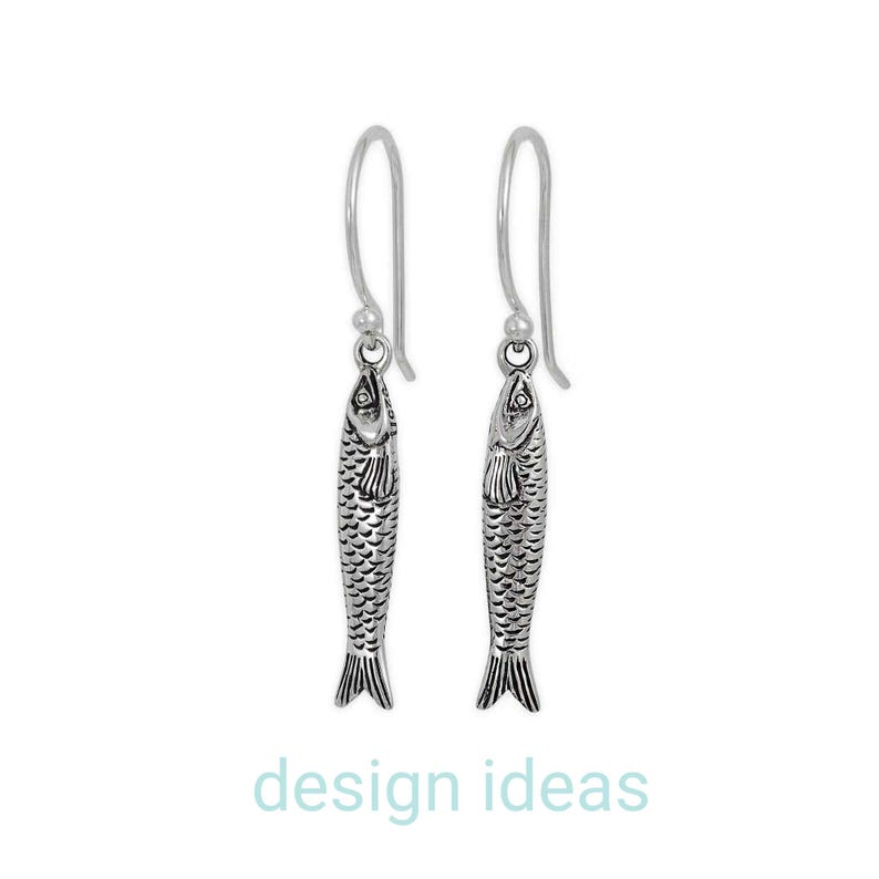 Sterling silver small sardine charm fish italian pendant foodie chef gift food lover quirky pendant image 7