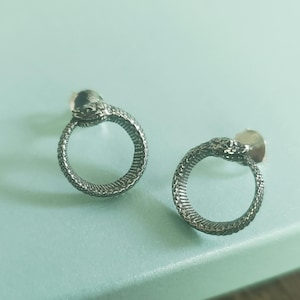Sterling Silver small ouroboros post Earring Finding. endless possiblities silver hoop approx 12mm serpent snake earrings
