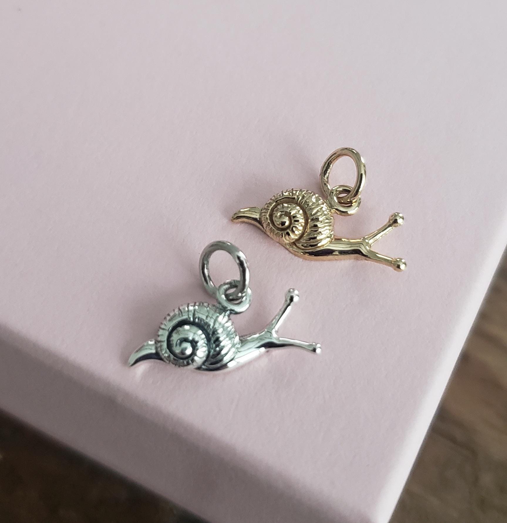 cutest sterling silver snail charm, animal, bug charm
