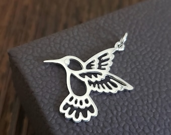 Sterling Silver Hummingbird Charm. hummingbird pendant, botanical collection, botanica jewelry, bird charm