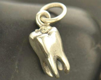 Sterling Silver Realistic 3d tooth Charm tiny tooth fairy teeth of wisdom candy lover dentist gift real life size molar charm