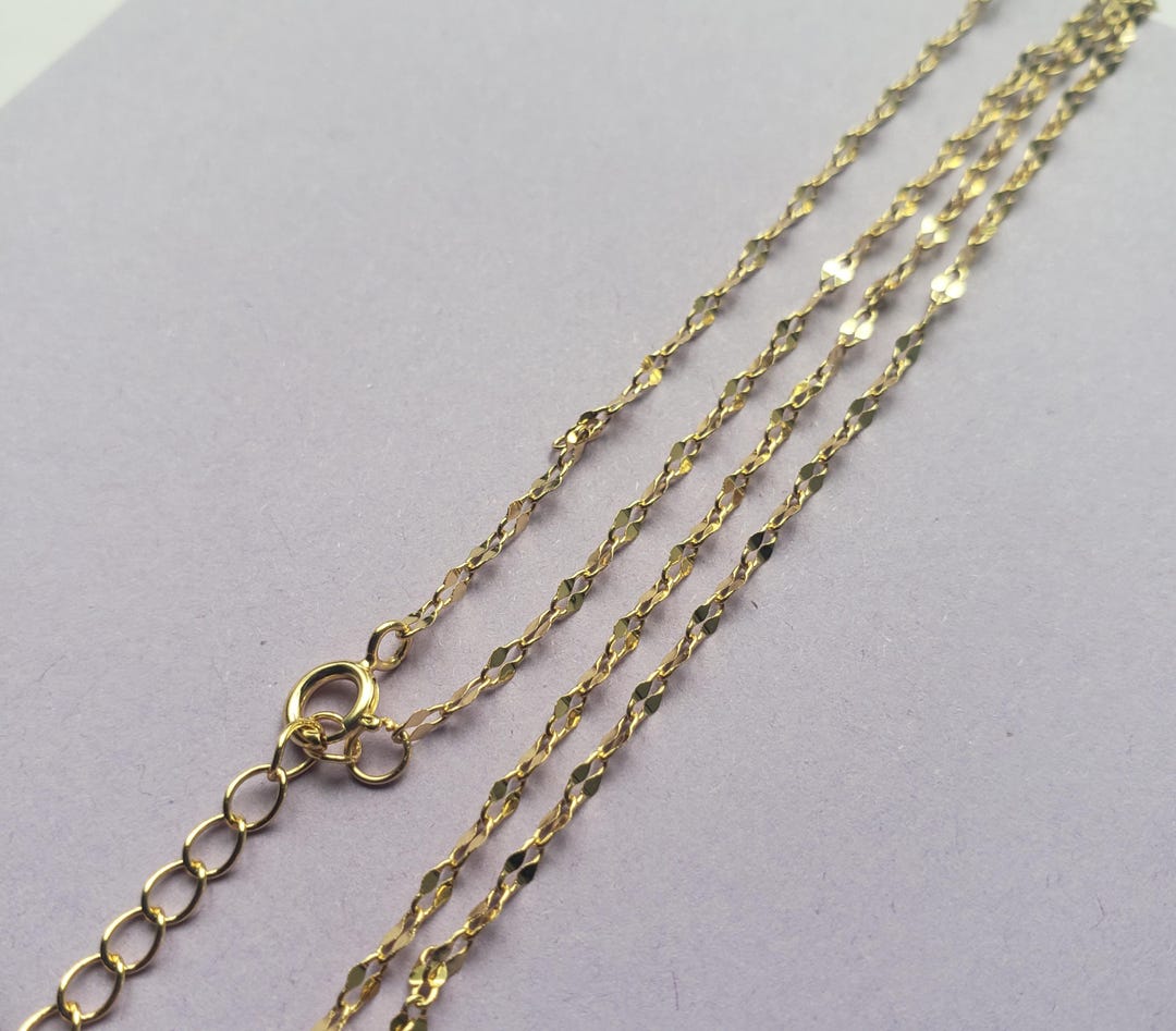 925 Vermeil Gold Delicate Feminine Diamond Cut Chain Layered Finished ...