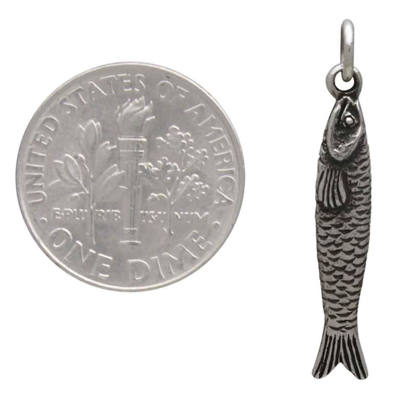 Sterling silver small sardine charm fish italian pendant foodie chef gift food lover quirky pendant image 6