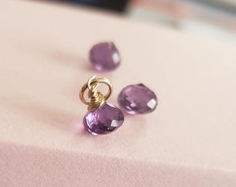 Purple amethyst onion briolette dangle February birthday birthstone good for necklace or bracelet tiny dangle gem