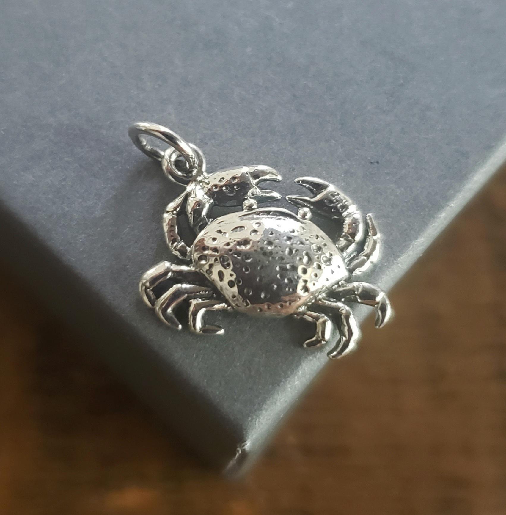 Broche Ou Pendentif Crabe En Argent Massif Vermeil - Serti De Zircons, Occasion