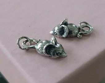 Colgante infantil de animalito con dije de ratón pequeño y adorable de plata de ley 925