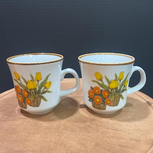 Vintage Mikasa Natural Beauty Cache Pots Set of 2 Coffee Mugs - Flat Cups