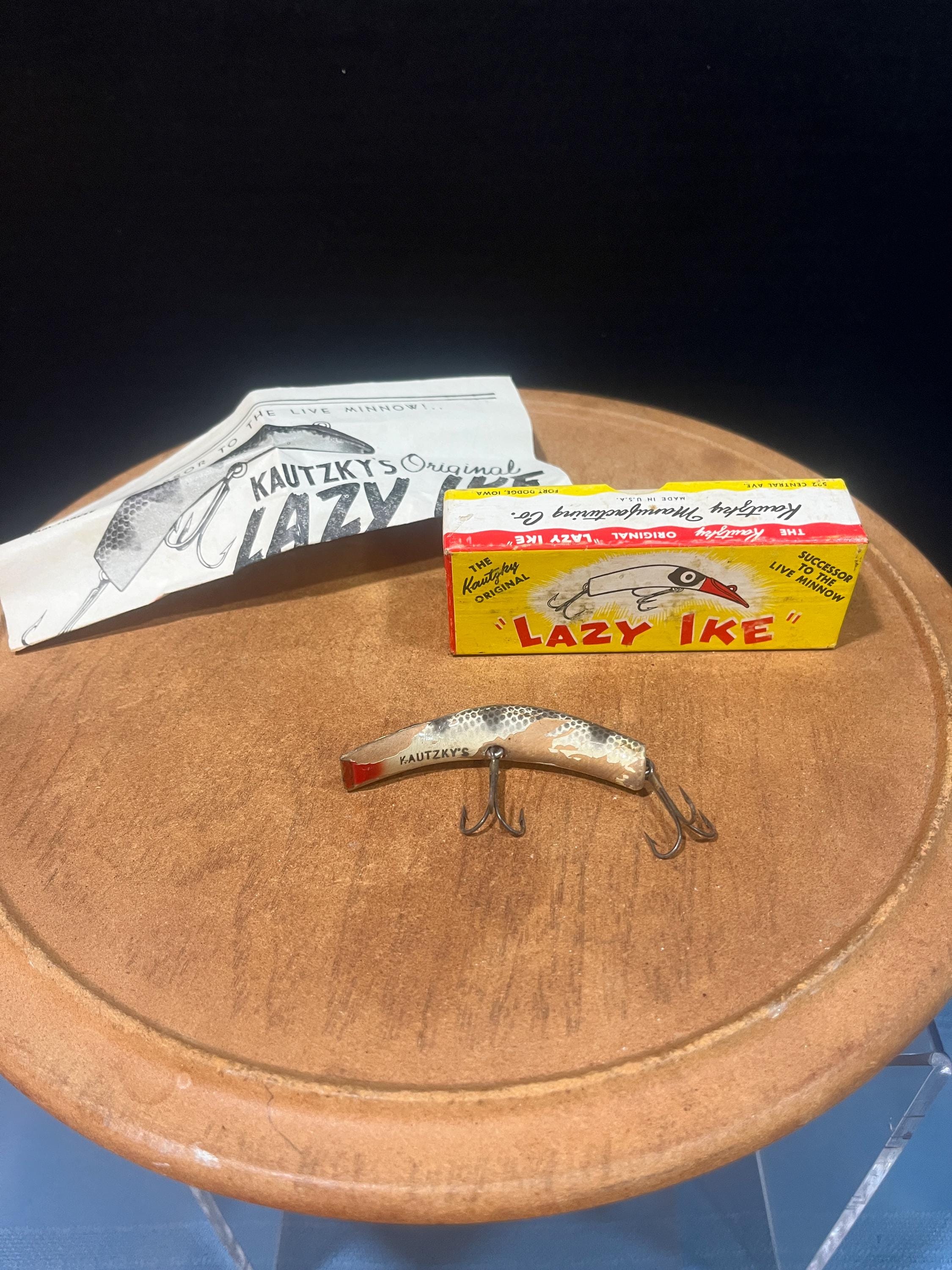 Vintage Kautzky Lazy Ike Fishing Lure Original Box With Paper