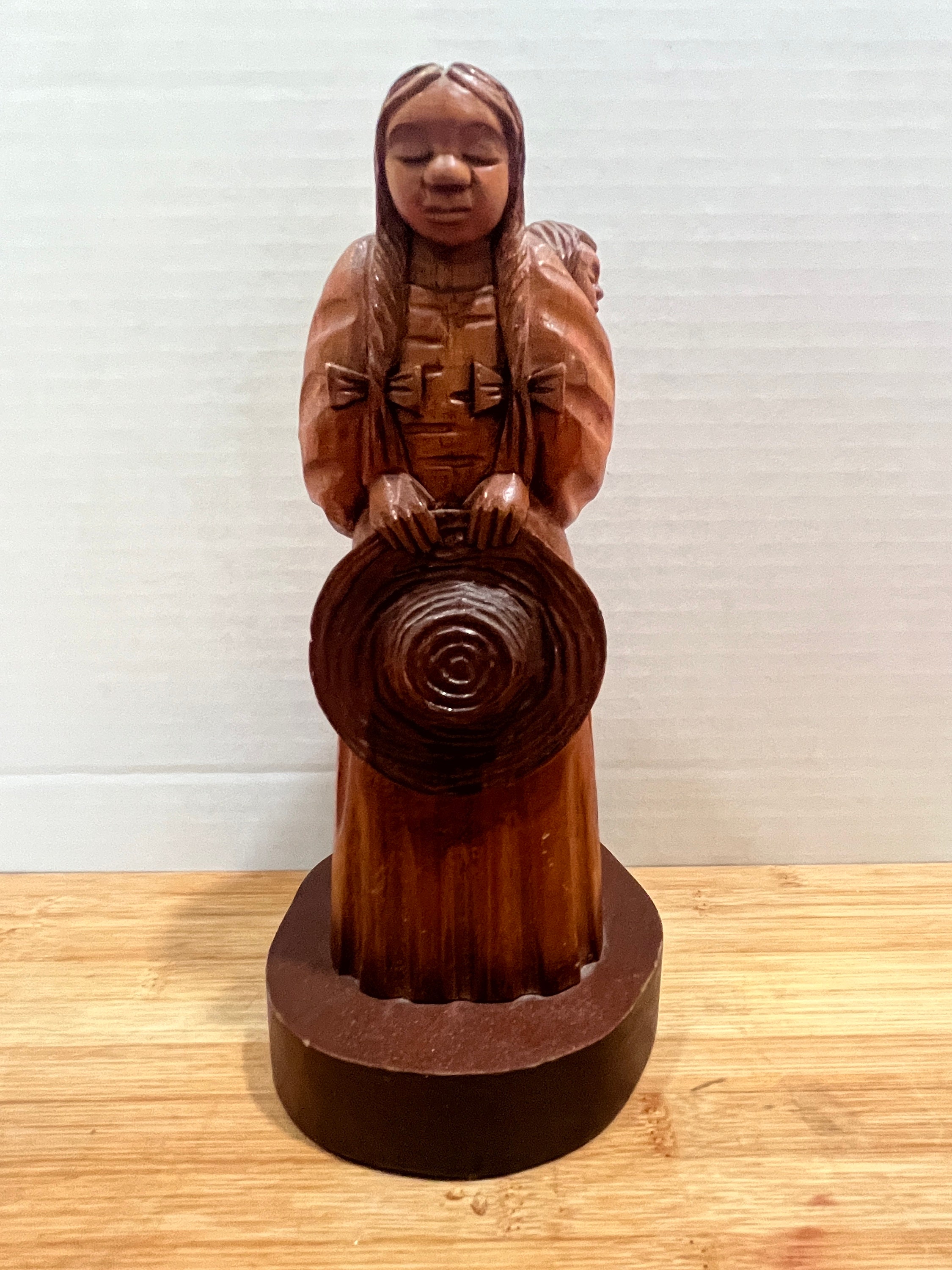 Jose Pinal ハワイ　木彫 彫刻 Vintage Jose Pinal Wood Carving Statue - Mother With Child Holding
