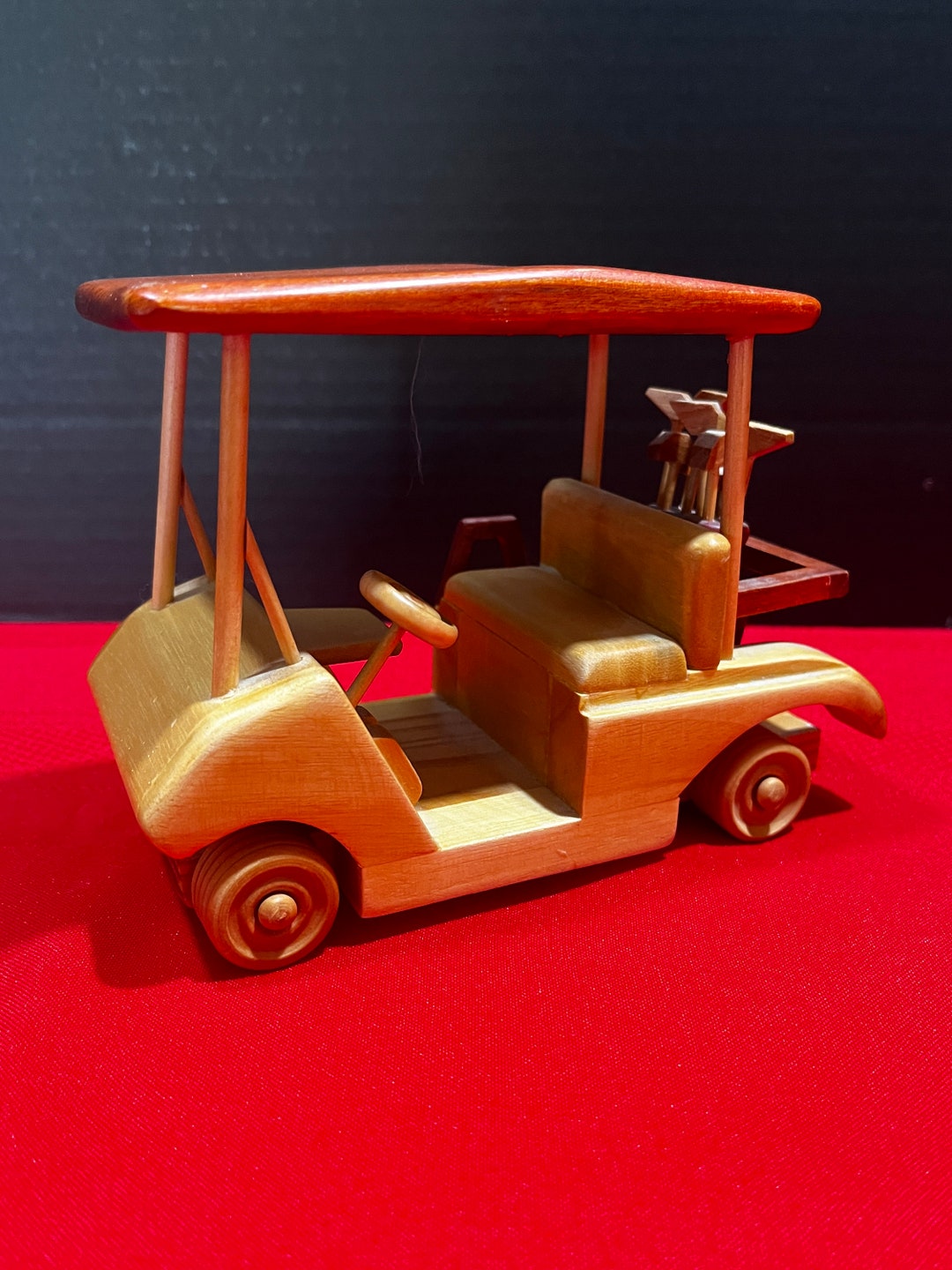 Vintage Wooden Toy Golf Cart W/ Golf Clubs Etsy