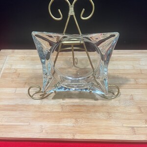Vintage MCM flared Square Deep Clear Glass Ashtray