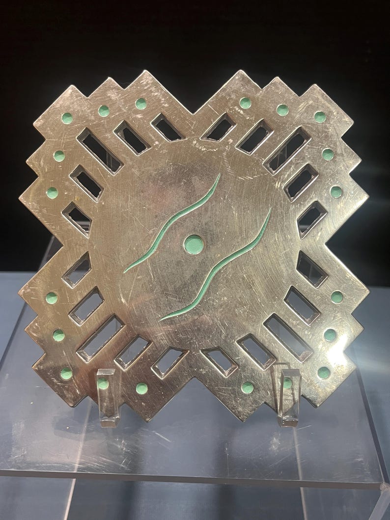 Zia Pattern Vintage Wilton Armetale ZIA Pattern Pewter Trivet - Turquoise Dot ...