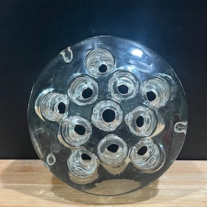 Vintage Clear Glass Flower Frog - Large Dome - 11 Holes Footed