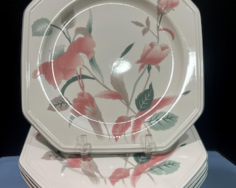 vintage Mikasa Continental « Silk Flowers » 10 1/4" assiette octogonale - Chaque assiette est vendue séparément