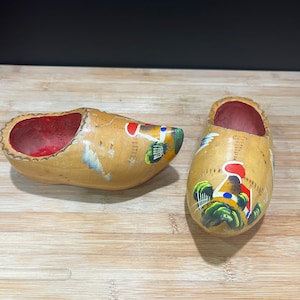 Vintage Collection Paired Mini Wooden Shoes - 2 for 1 Yellow Tones