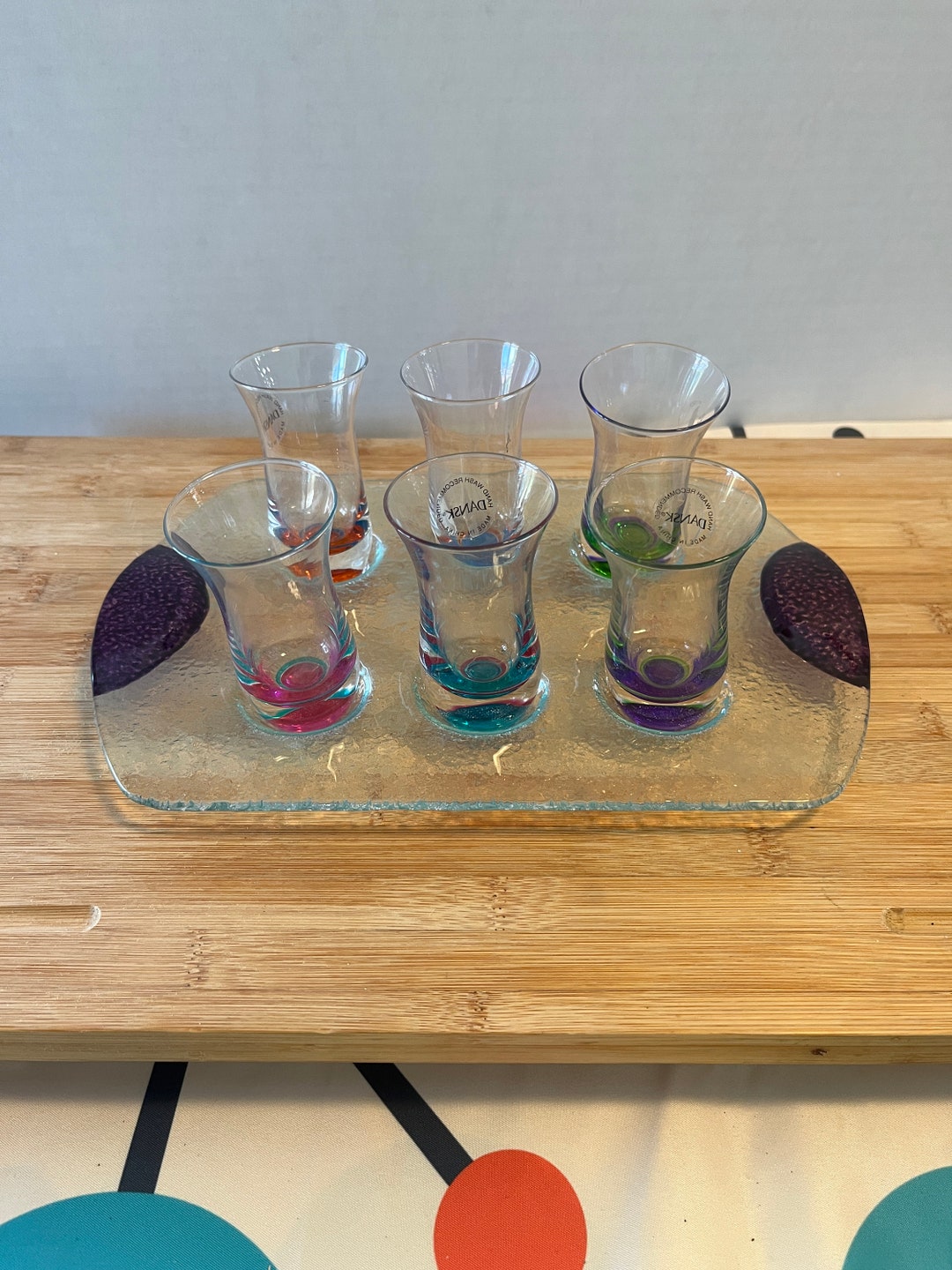 Vintage Shot Glass Set W/ Matching Glass Tray by Dansk Etsy