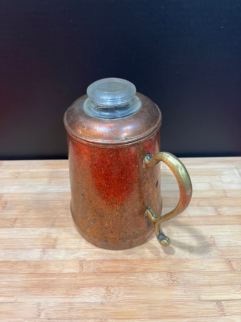 Vintage Copper Coffee Pot W/ Brass Handle and Glass Perk Top Etsy