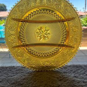 Vintage Indiana Glass Amber Platter or Relish Tray