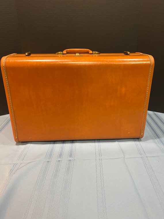 Vintage Mid-Century Samsonite Leather Suitcase wit