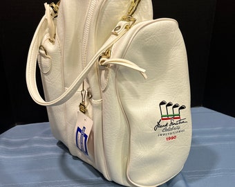 Vintage 1990 Frank Sinatra Celebrity Invitational White leather Golf Shoe and Accessory Bag - Never used - Orig. Tags - Coachella Valley