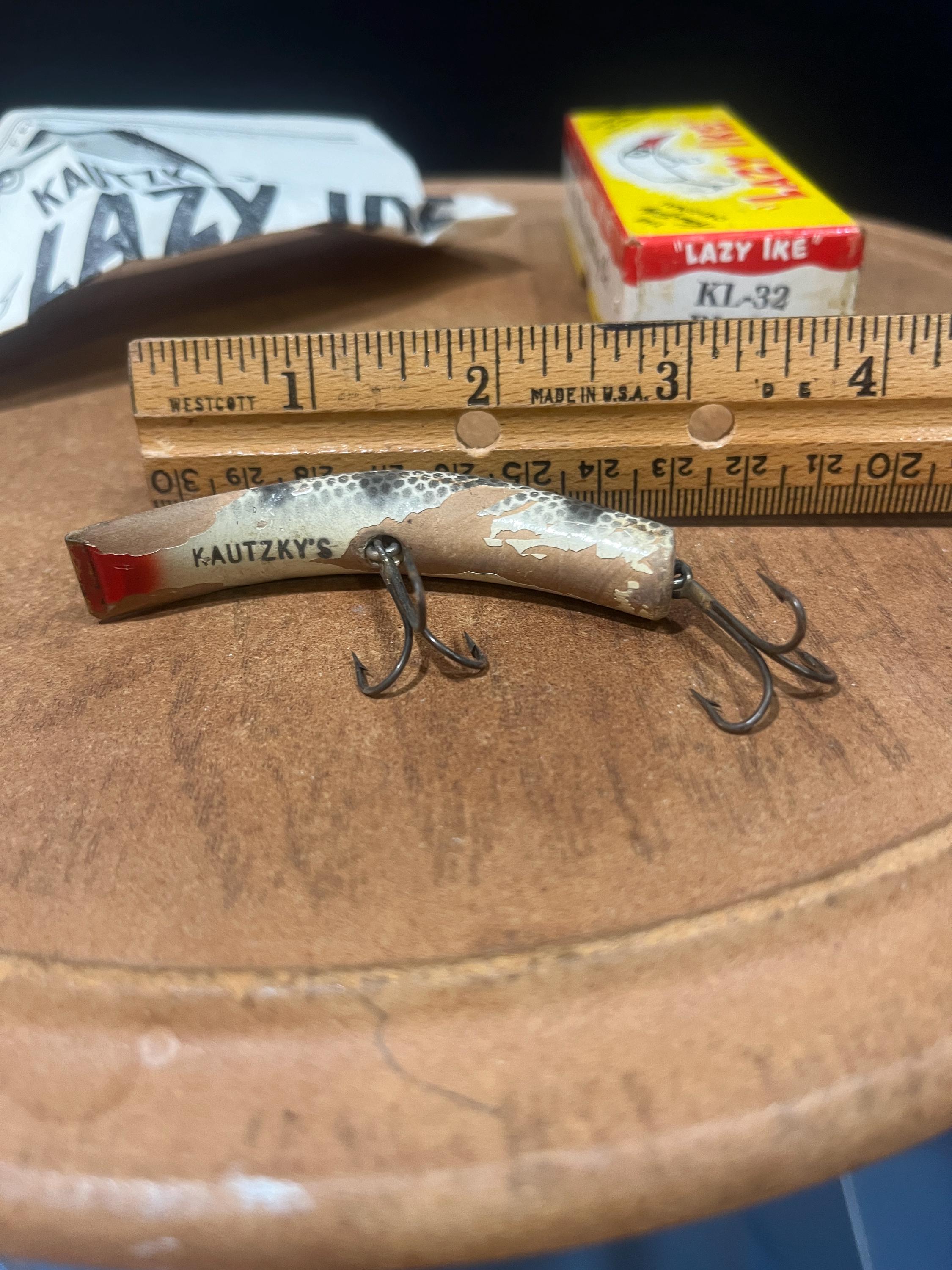 Vintage Kautzky Lazy Ike Fishing Lure Original Box With Paper
