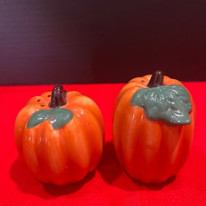 Vintage Pumpkin Salt and Pepper Shakers - Heavy Ceramic