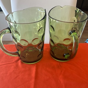 Vintage Hazel Atlas Glass Green Dot Pitcher