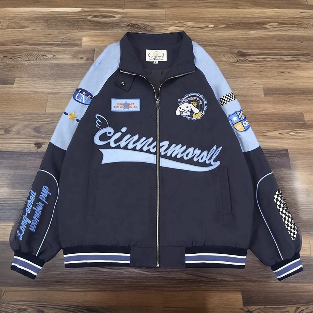 Cinnamoroll Jacket Blue Color, Sanrio Jacket, Varsity Jacket, Racing ...