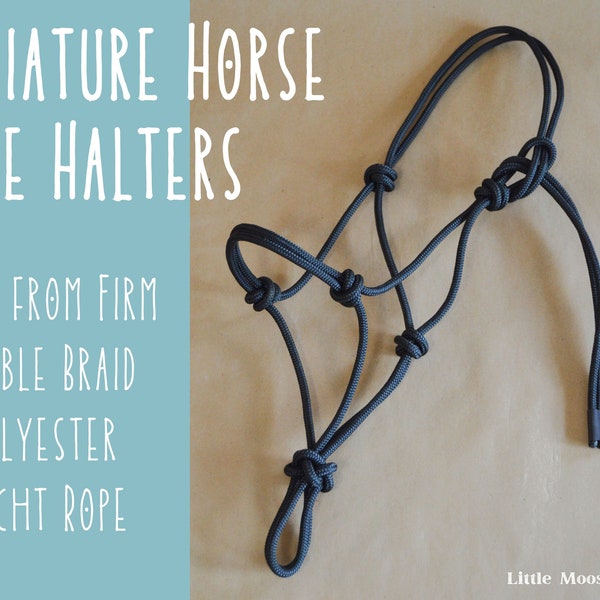 Halter de cuerda de caballo en miniatura - hecho a mano con poliéster trenzado doble firme / cuerda de yate - Halter de entrenamiento