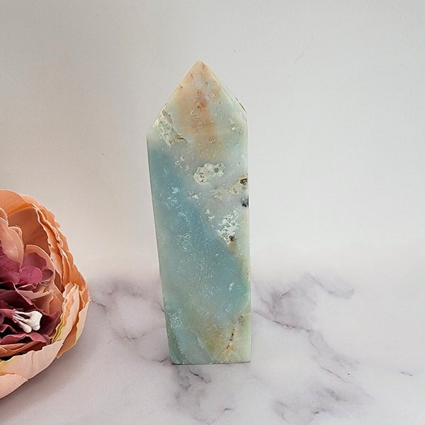 Druzy Caribbean Calcite Crystal Tower - Home Decoration,Mineral Specimen,Reiki Heal,Crystal Gifts,Energy Crystal,Crystal Chakra