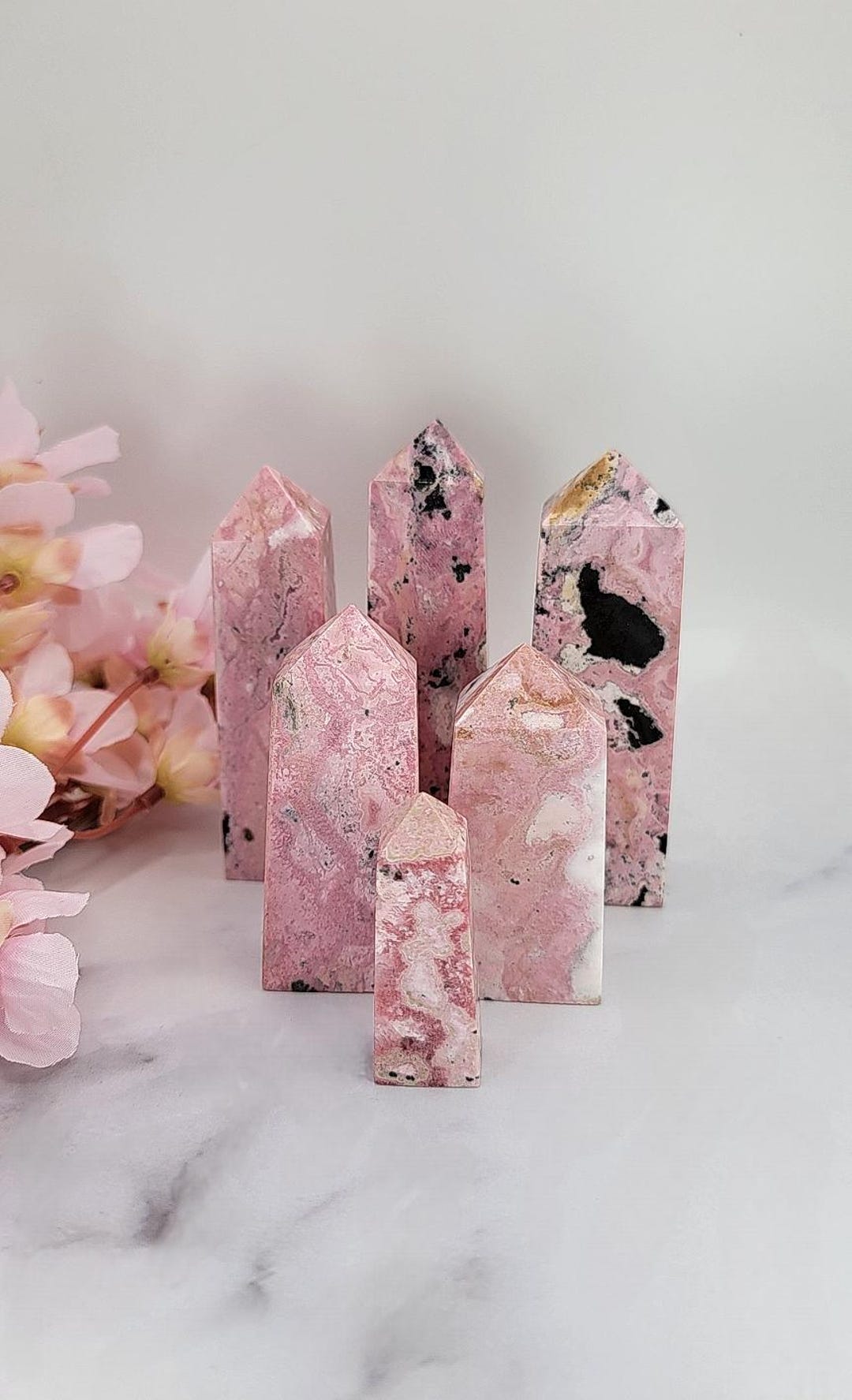 Peruvian Rhodonite Towers With Pyrite - Choose Your Favorite Crystal ...