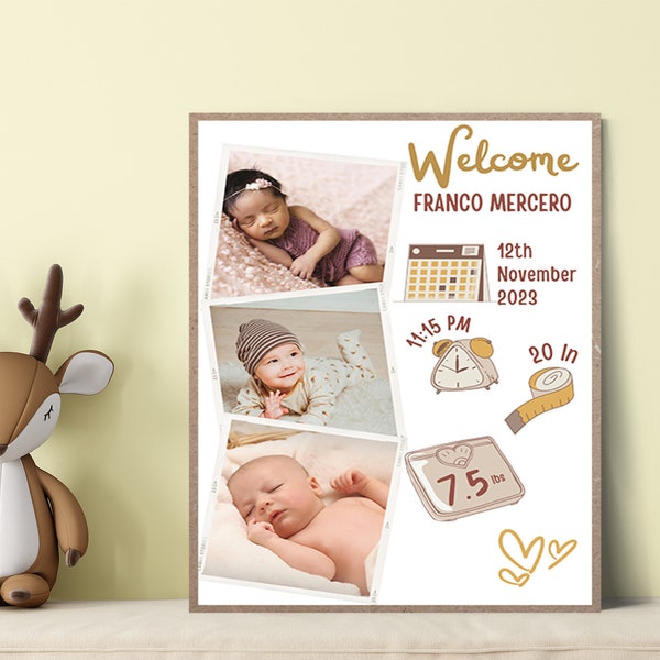 Personalisierter Poster-Baby-Geburtsdatumskalender, Fotocollage, Schwangerschaft , Benutzerdefiniertes Kalender Muttertagsgeschenk Geburt