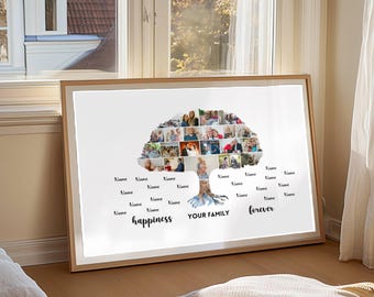 Family Memory Tree - Happiness is Family - Forever - Family History in Photos - Artistic Family Portrait - Our Roots