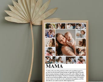Mom Photo Collage Poster – Personalized Mother Daughter Photo Collage Print: Custom Mother Gift