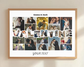Valentine's Day gift for your boyfriend, personalized poster with 28 photos, individual anniversary gift for him "Our Love Story"