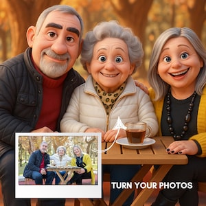 Custom Pixar Style Portrait | Personalized 3D Cartoon from Photo | Digital Gift for Couples, Families, Kids & Pets