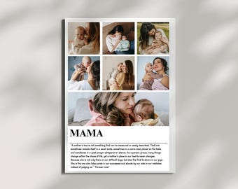 Mom Photo Collage Poster – Mother Love Wall Art – Personalized Family Gift – Mom Definition Print – Gift for Mother
