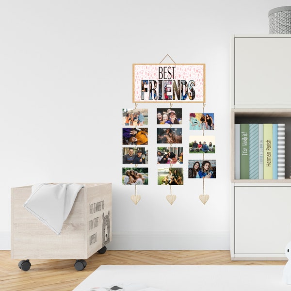 Personalisierte Geschenke,Holz Foto Wand Display mit Mini Wäscheklammern-Vertikal Horizontal Bildhalter Polaroid Art Work Jubiläumsgeschenk