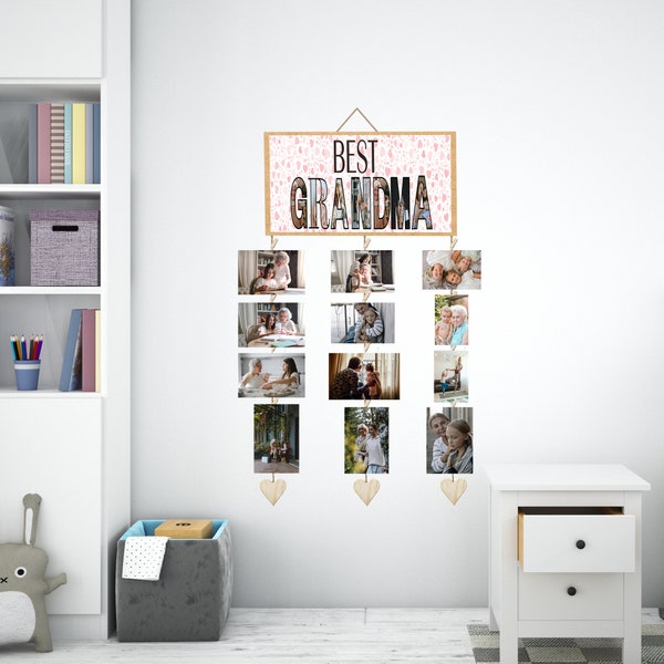 Personalisierte Geschenke,Holz Foto Wand Display mit Mini Wäscheklammern-Vertikal Horizontal Bildhalter Polaroid Art Work Jubiläumsgeschenk