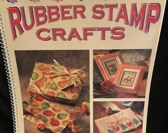 Rubber Stamp Crafts Soft Cover Spiral Book  Step by Step Instruction Book.  64 pages containing all kinds of Rubber Stamp Crafts.  New