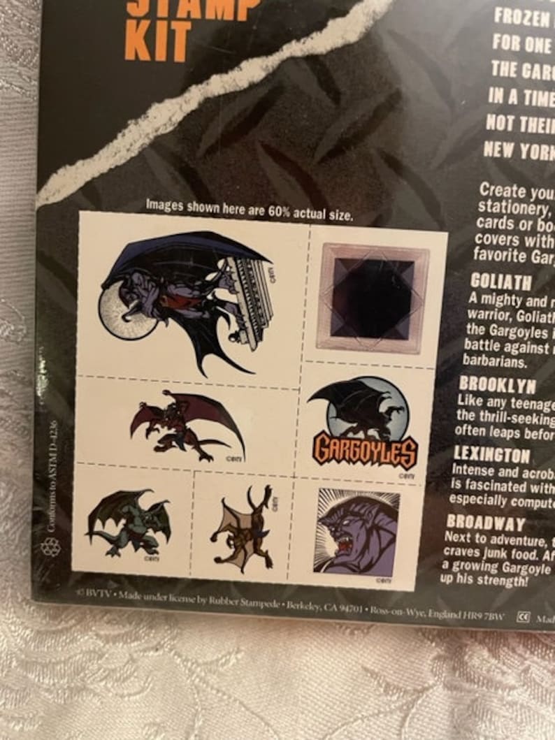 Vintage 1995 Gargoyles Rubber Stamp Kit Rubber Stampede 951.62 Stamps