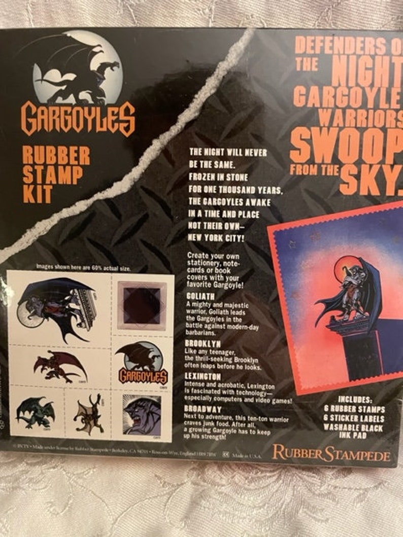 Vintage 1995 Gargoyles Rubber Stamp Kit Rubber Stampede 951.62 Stamps