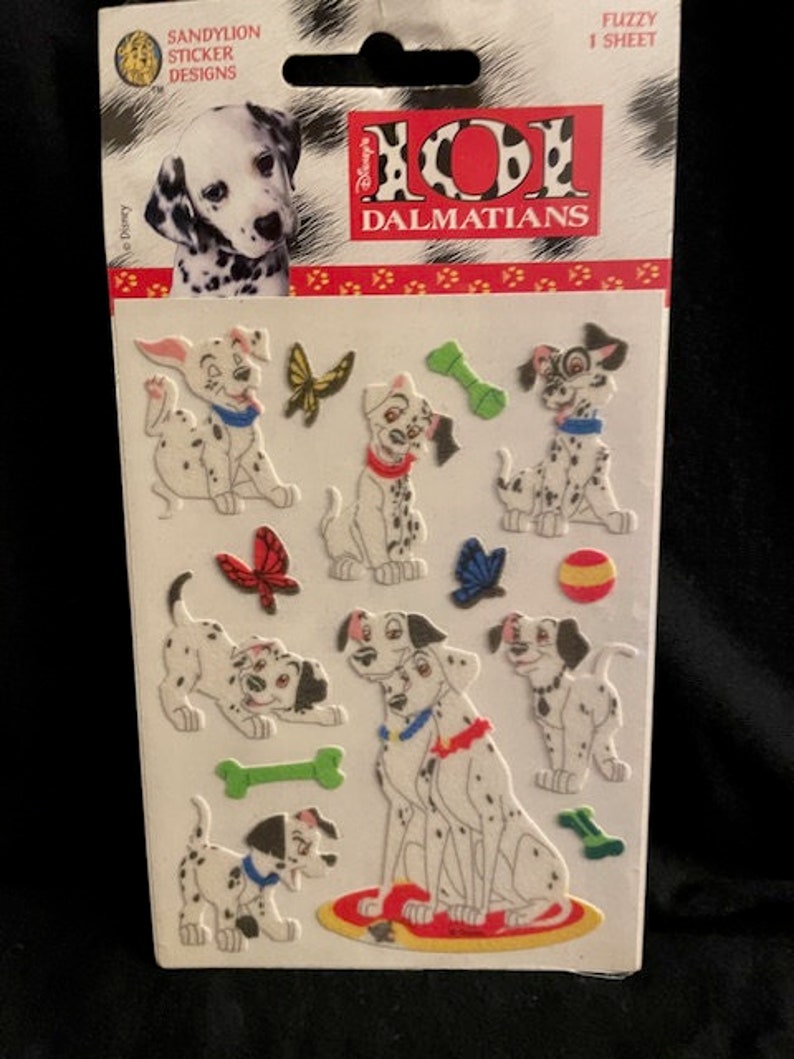 1996 Sandylion Disney 101 Dalmatians Stickers Choice of 5 Designs Fuzzy ...